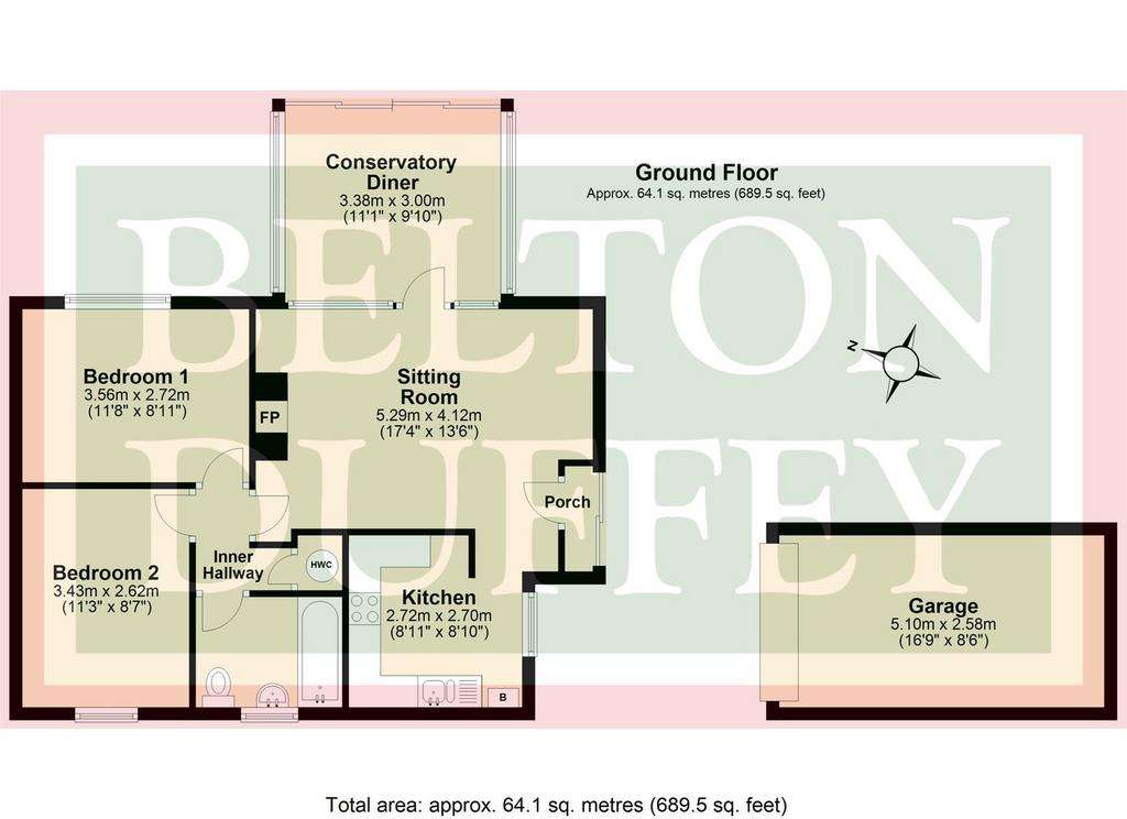 2 bedroom detached bungalow for sale - floorplan