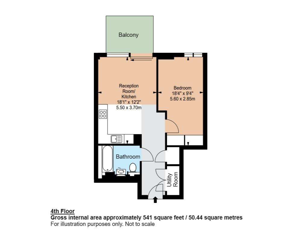 1 bedroom flat to rent - floorplan