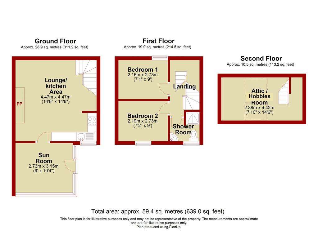 2 bedroom end of terrace house for sale - floorplan