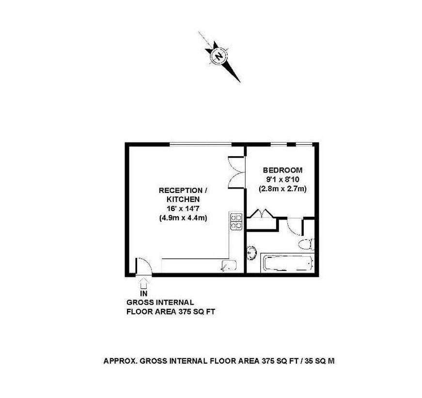 1 bedroom flat to rent - floorplan