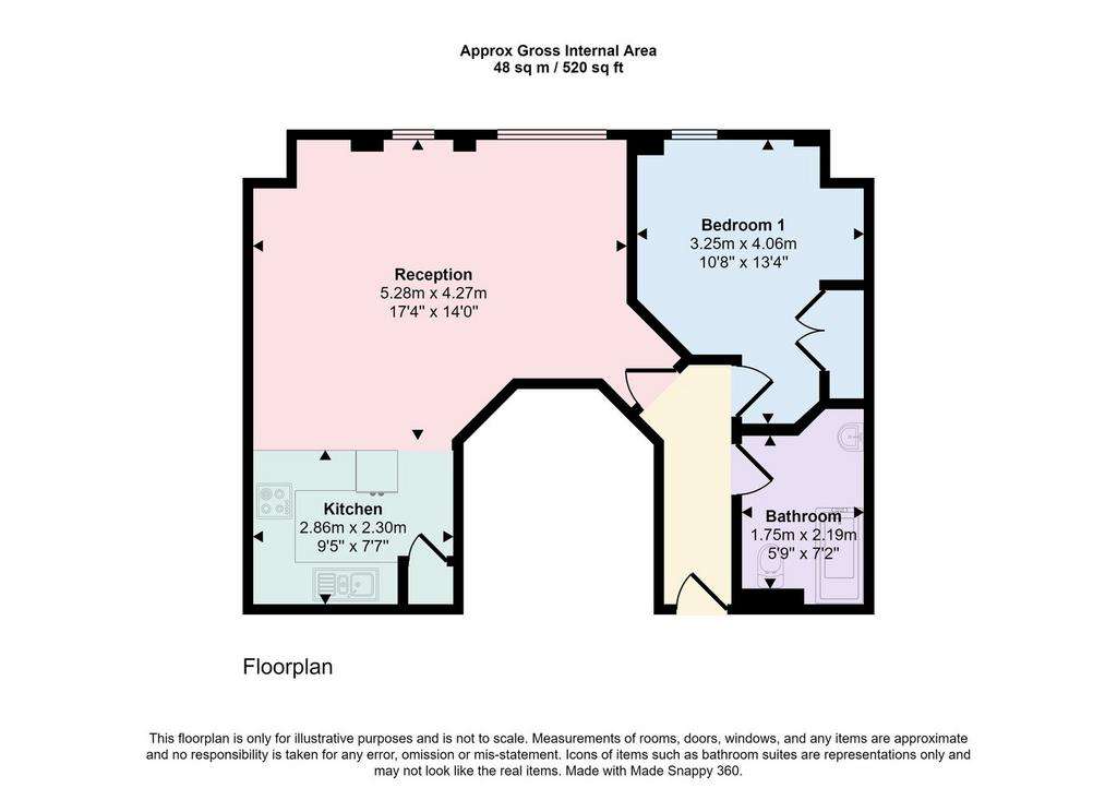 1 bedroom flat to rent - floorplan