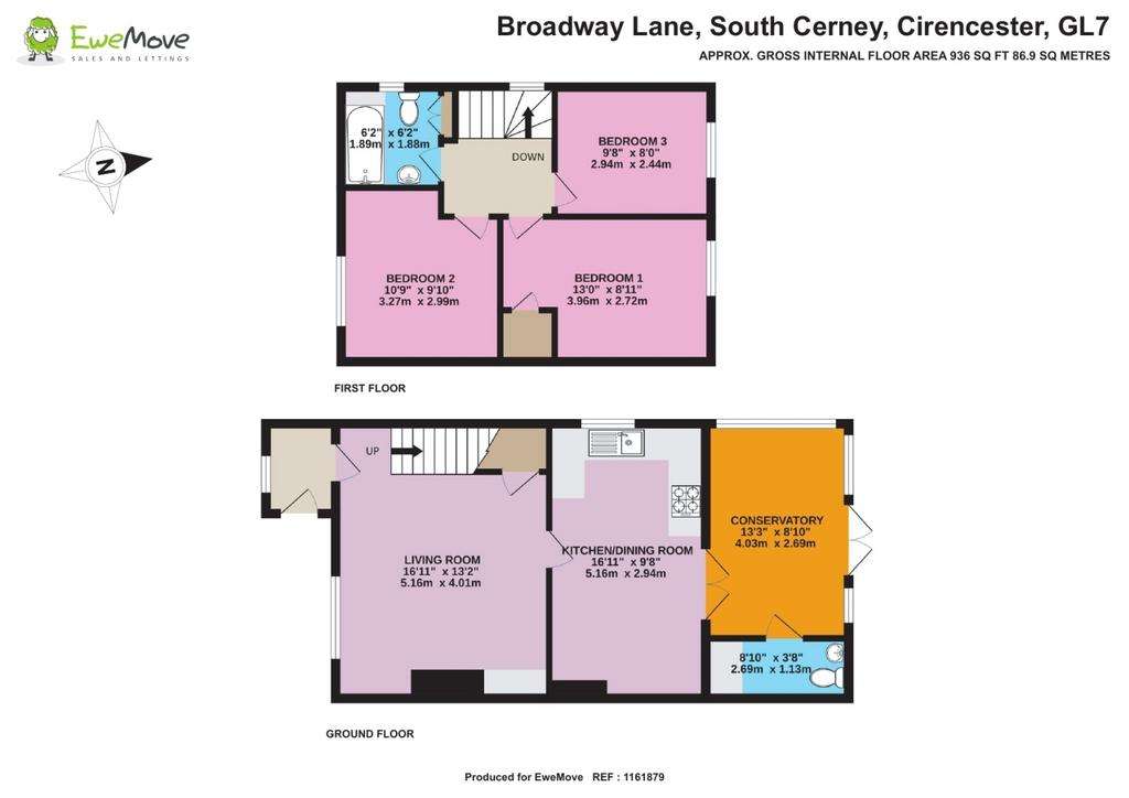 3 bedroom semi-detached house for sale - floorplan