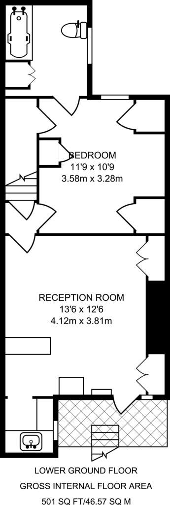 1 bedroom flat to rent - floorplan