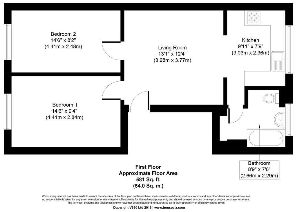 2 bedroom flat to rent - floorplan