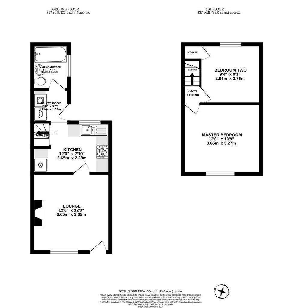 2 bedroom terraced house for sale - floorplan