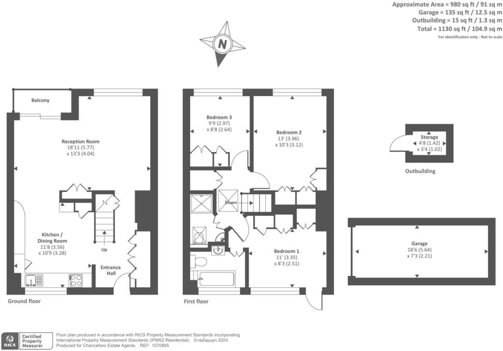 3 bedroom flat for sale - floorplan