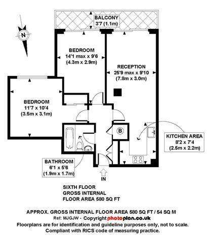 1 bedroom flat to rent - floorplan