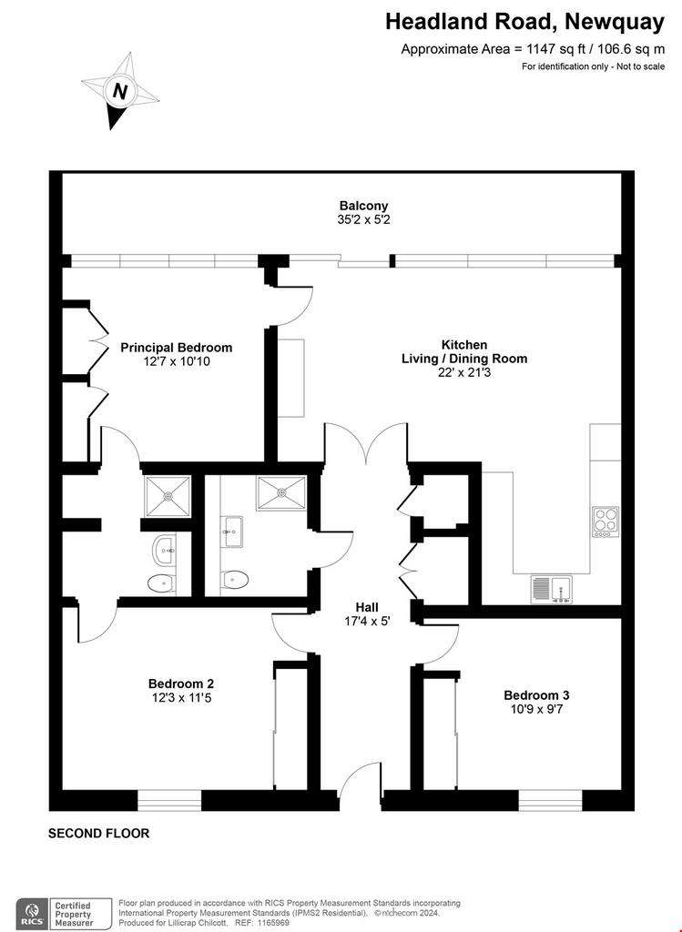 3 bedroom flat for sale - floorplan