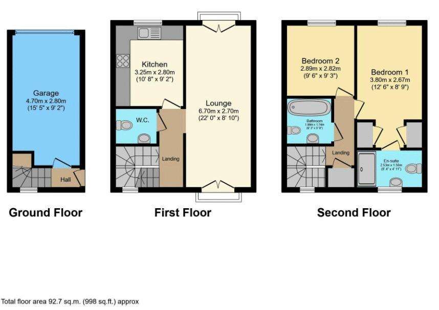 2 bedroom semi-detached house for sale - floorplan