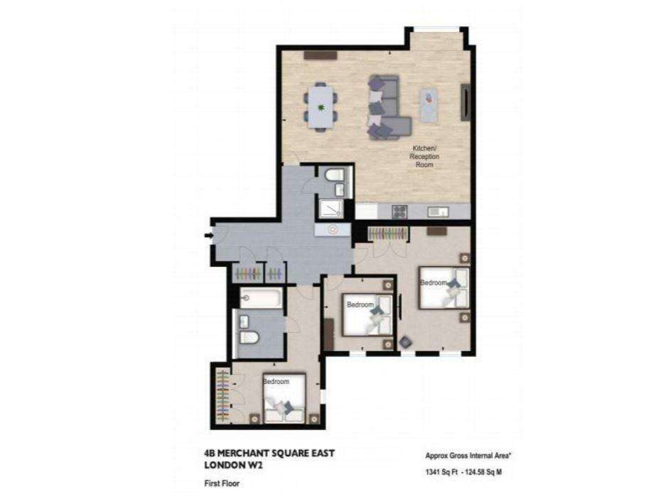 3 bedroom flat to rent - floorplan