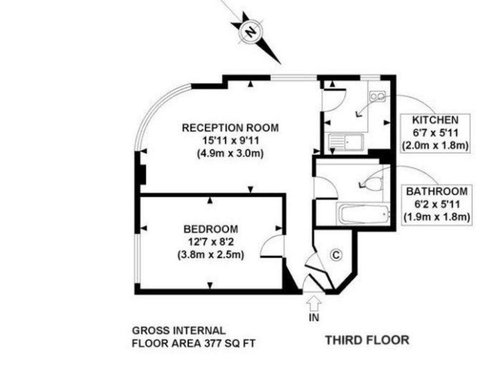 1 bedroom flat to rent - floorplan