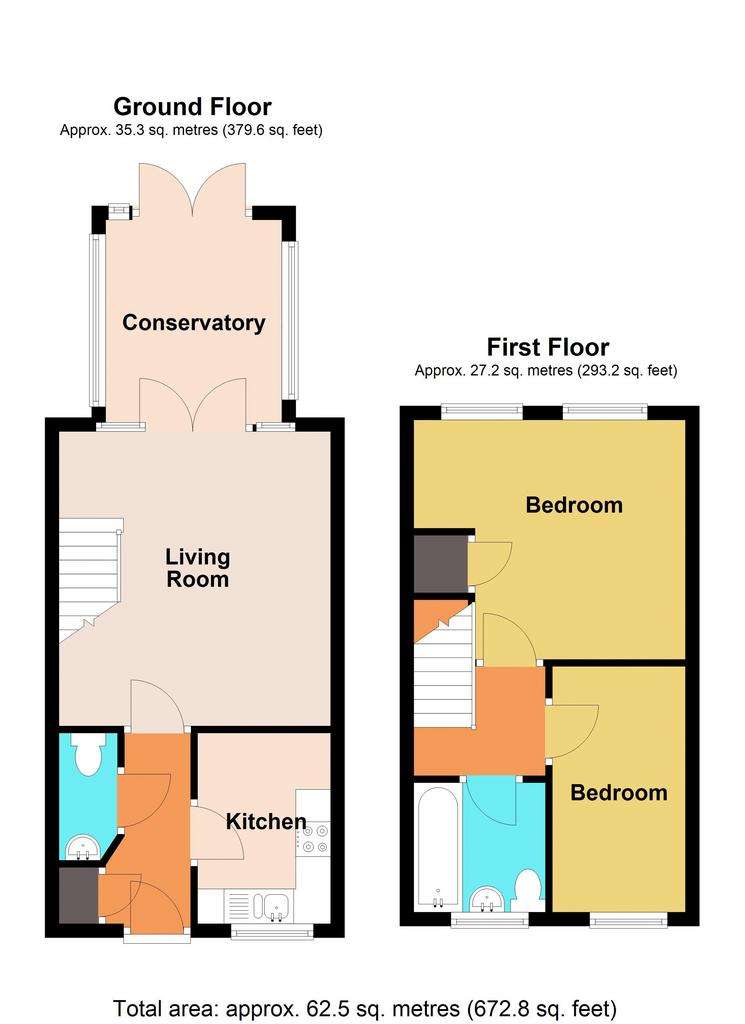 2 bedroom terraced house for sale - floorplan