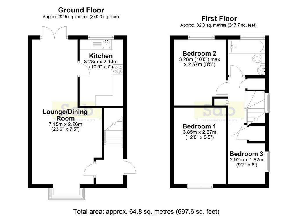 3 bedroom semi-detached house to rent - floorplan