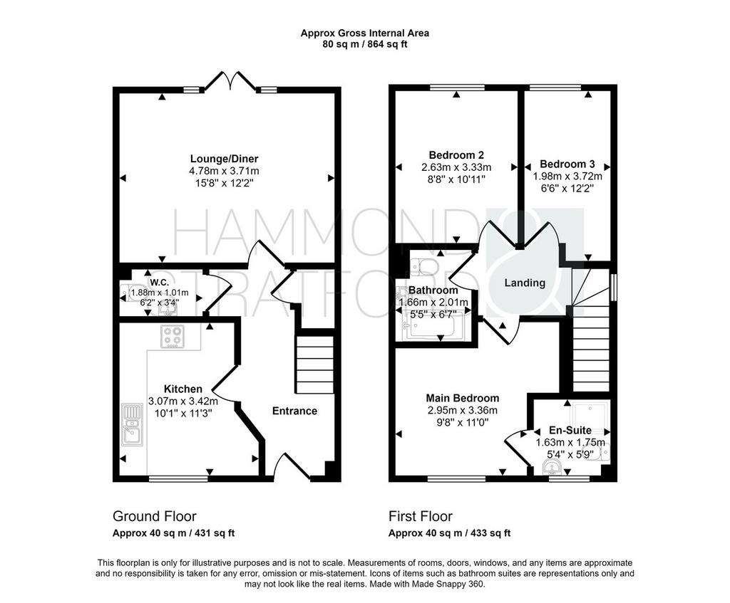 3 bedroom end of terrace house for sale - floorplan