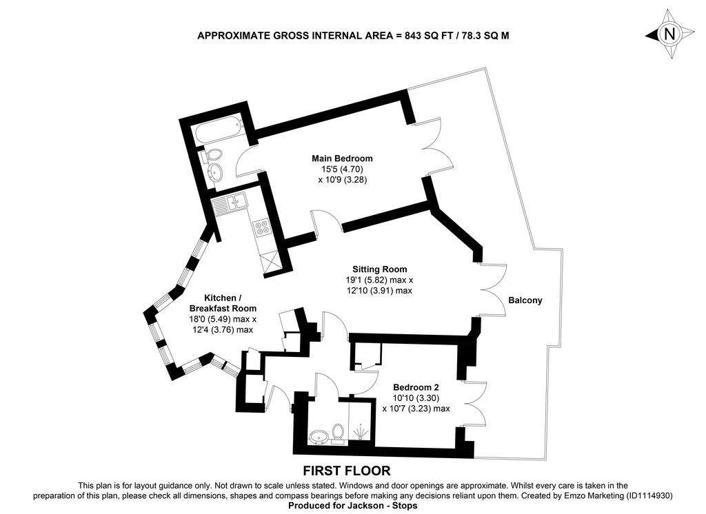 2 bedroom flat for sale - floorplan