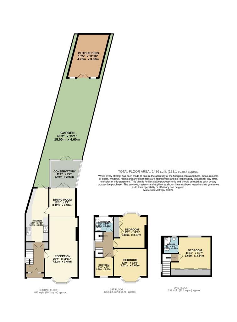 4 bedroom end of terrace house for sale - floorplan