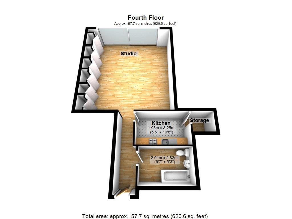 Studio flat for sale - floorplan