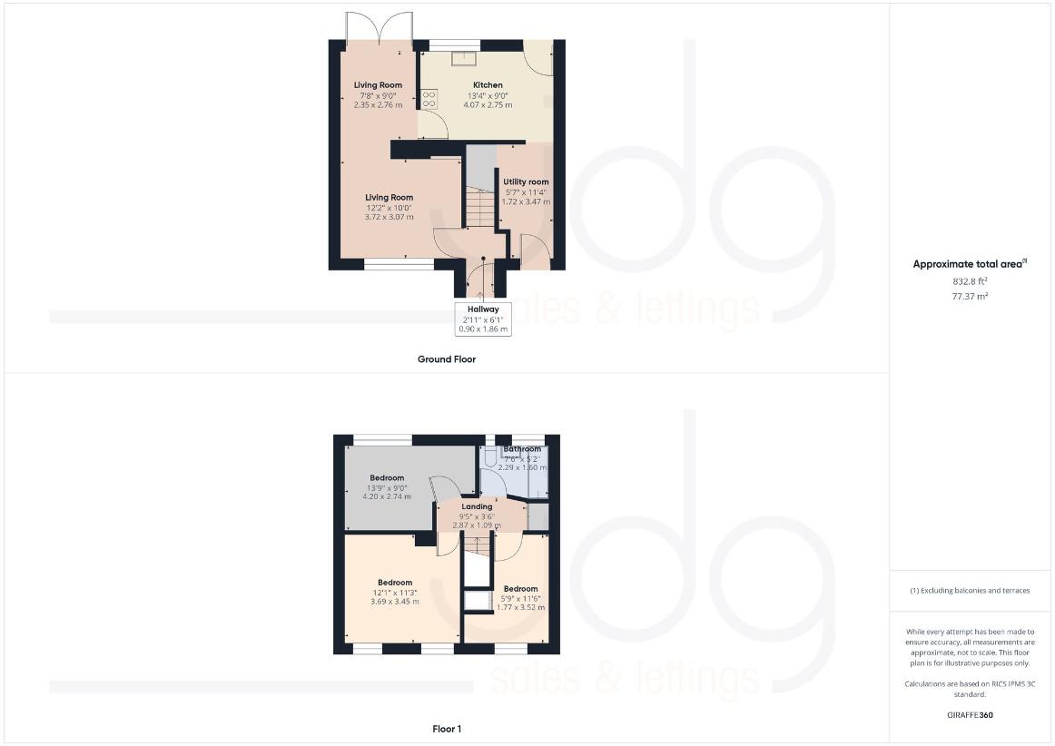 3 bedroom terraced house for sale - floorplan