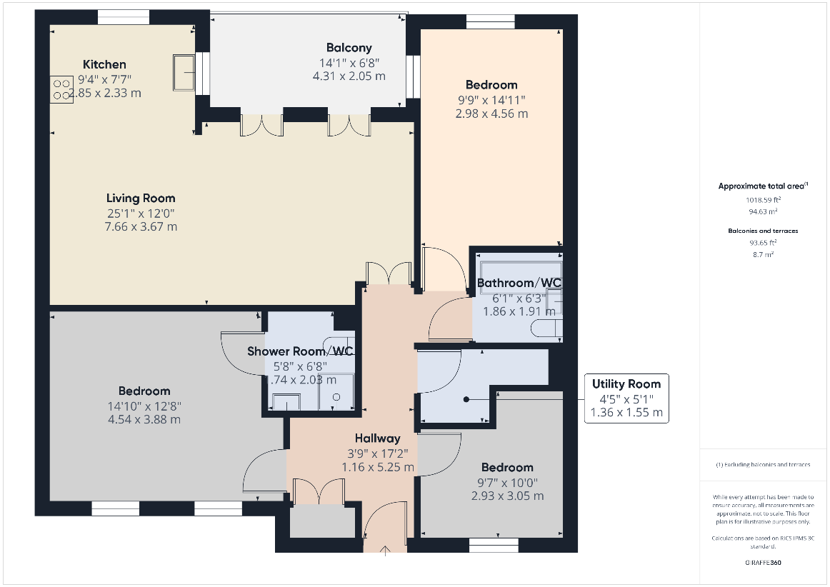 3 bedroom flat for sale - floorplan