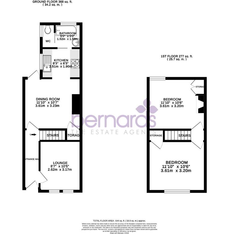 2 bedroom terraced house for sale - floorplan