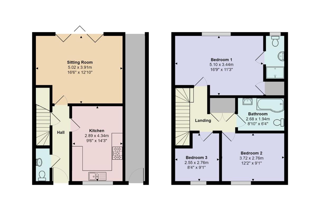 3 bedroom terraced house for sale - floorplan