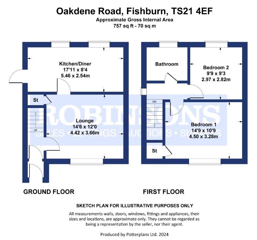 2 bedroom semi-detached house for sale - floorplan