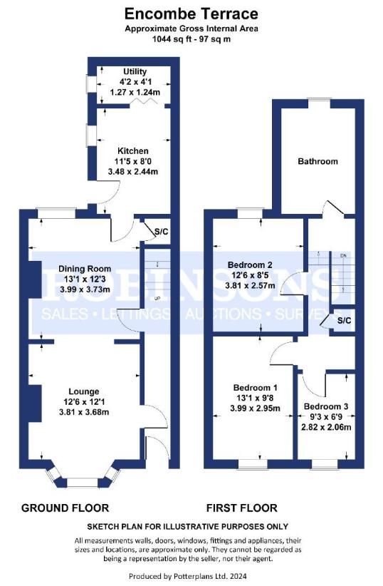 3 bedroom terraced house for sale - floorplan