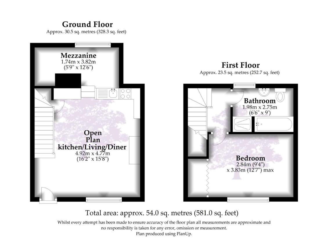 1 bedroom cottage for sale - floorplan