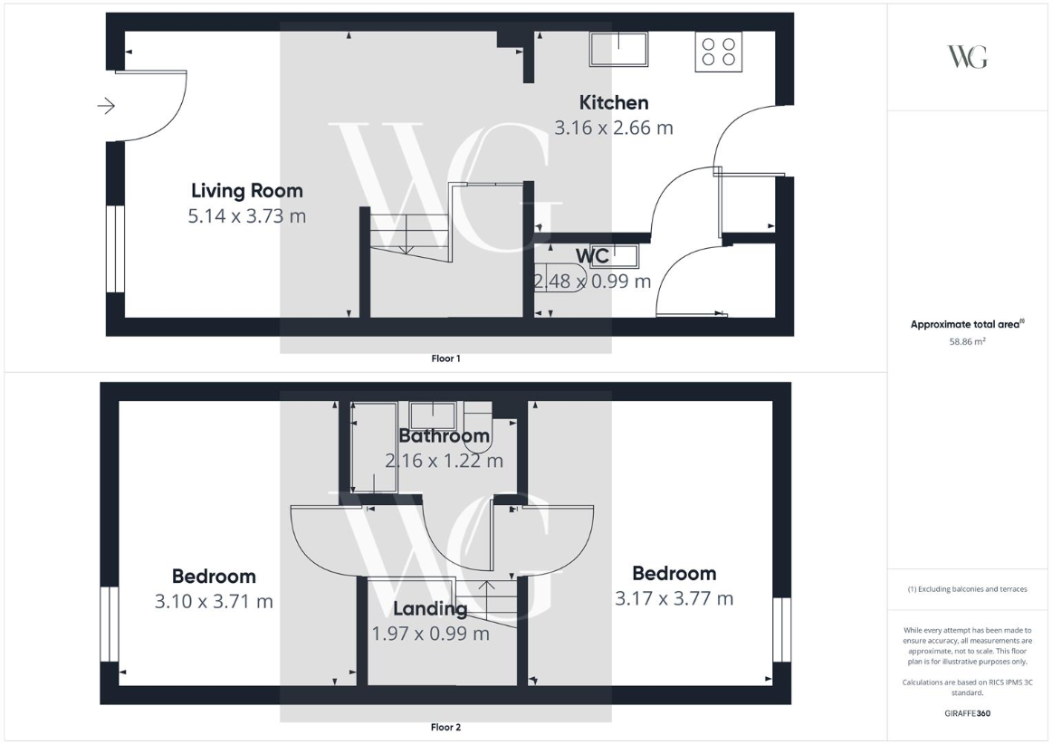 2 bedroom terraced house for sale - floorplan