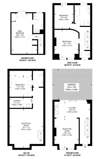 4 bedroom end of terrace house for sale - floorplan