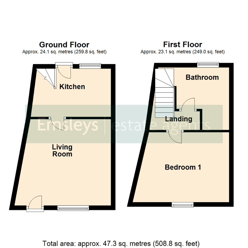 1 bedroom terraced house for sale - floorplan