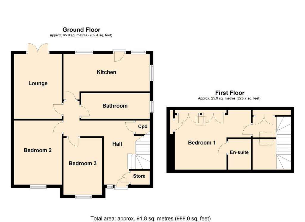 3 bedroom semi-detached house for sale - floorplan