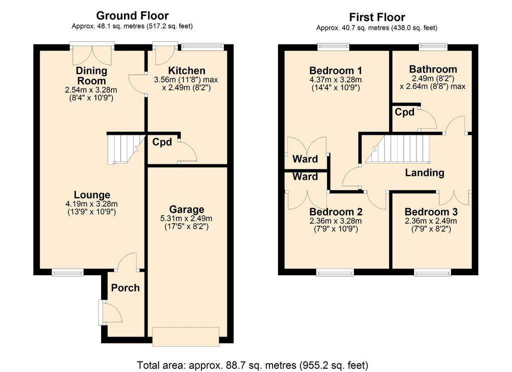 3 bedroom detached house for sale - floorplan