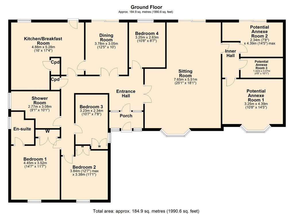 5 bedroom detached bungalow for sale - floorplan