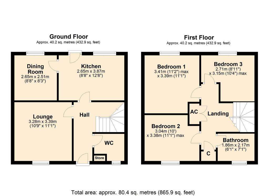 3 bedroom terraced house for sale - floorplan