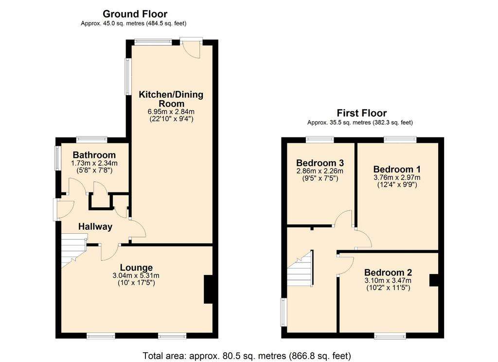 3 bedroom semi-detached house for sale - floorplan