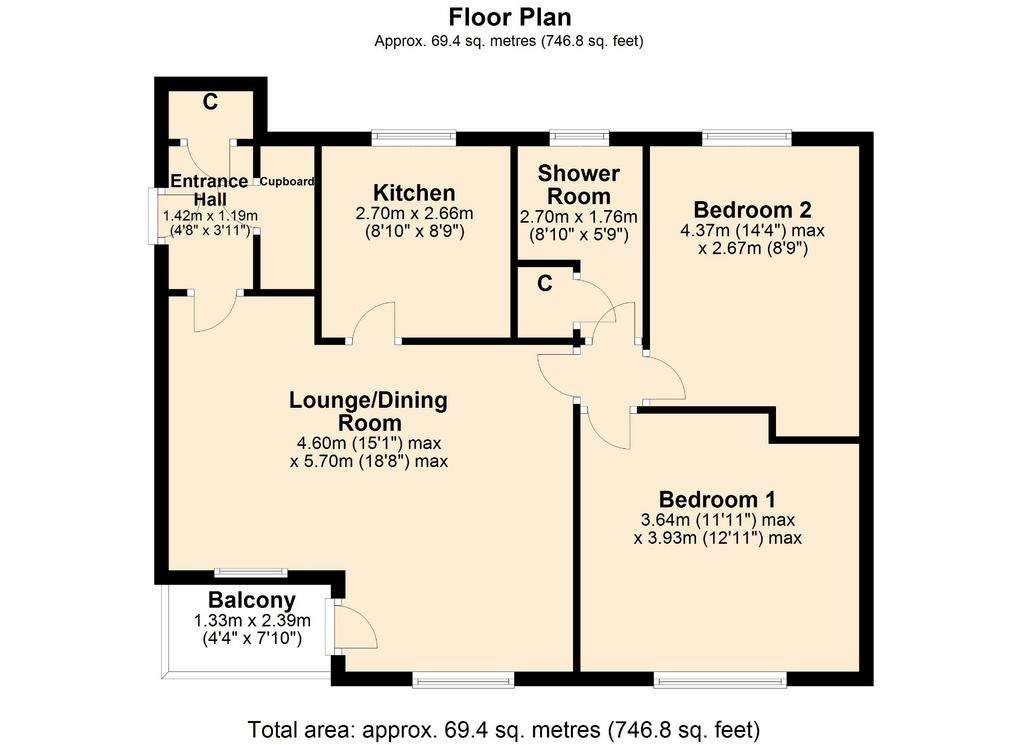 2 bedroom flat for sale - floorplan