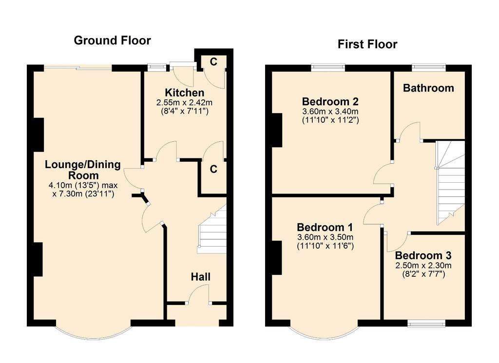 3 bedroom terraced house for sale - floorplan