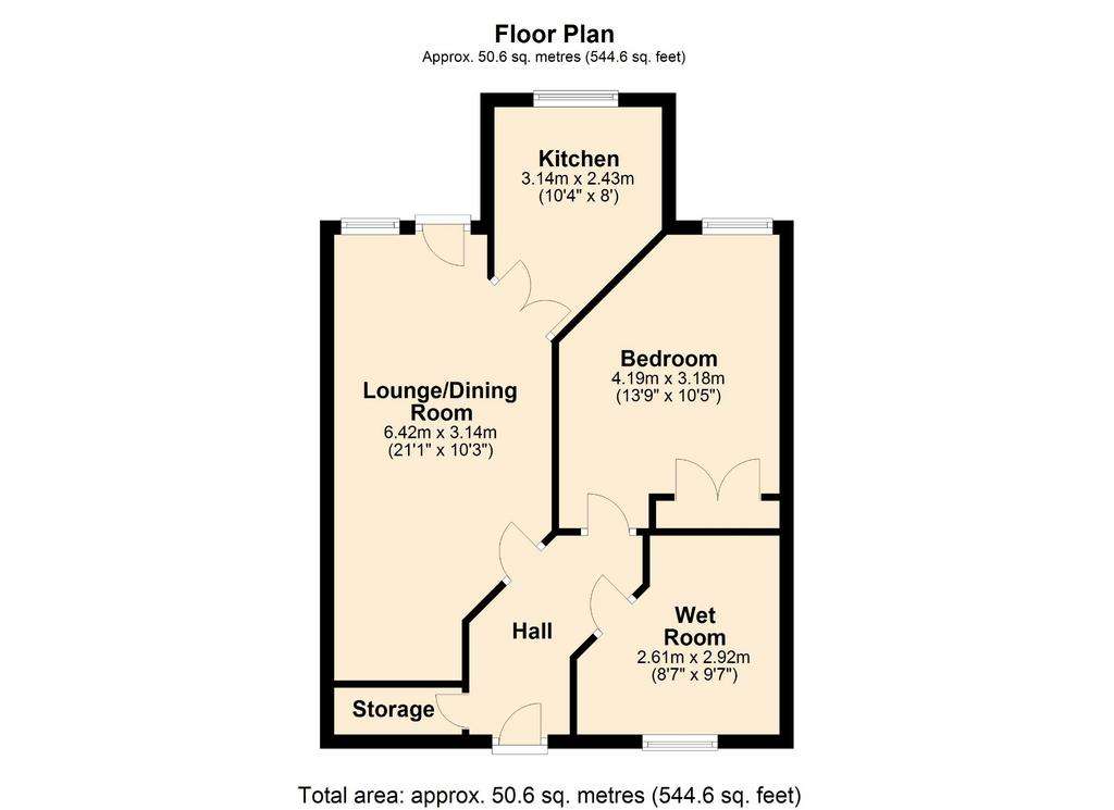 1 bedroom flat for sale - floorplan