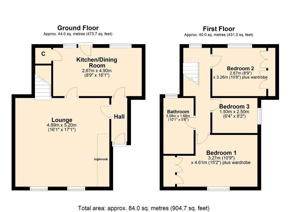 3 bedroom cottage for sale - floorplan