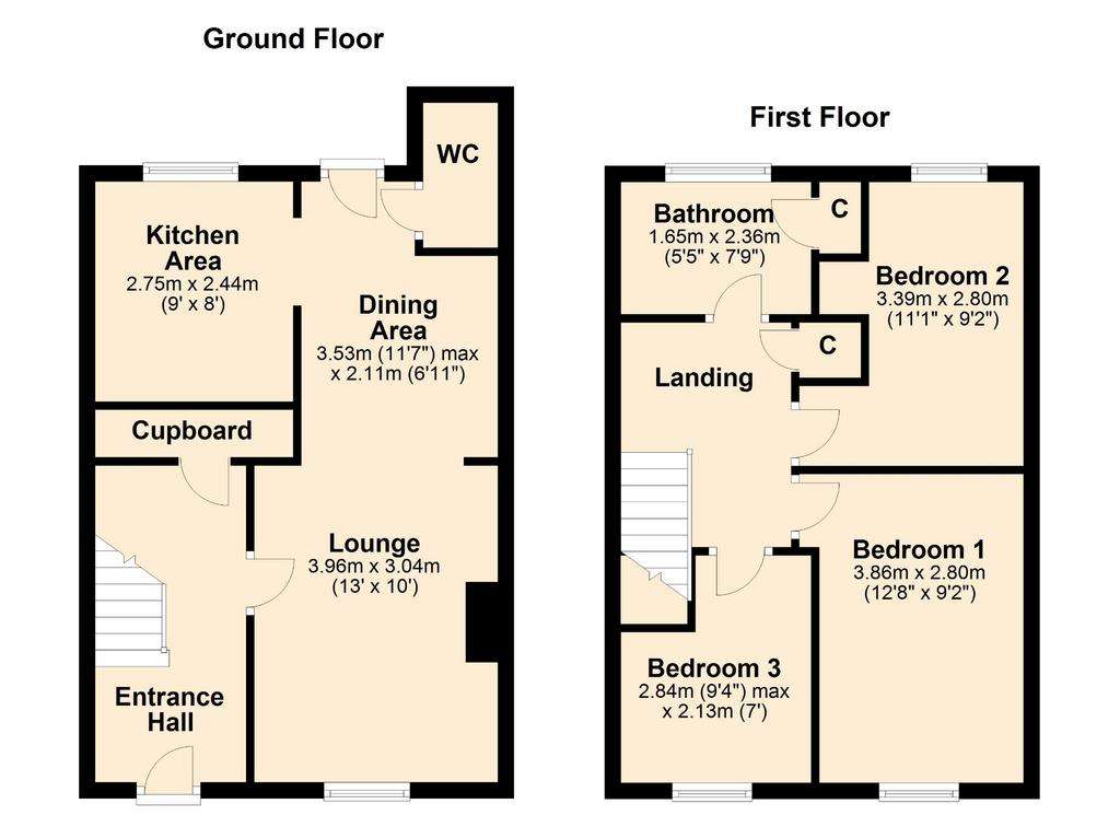 3 bedroom terraced house for sale - floorplan