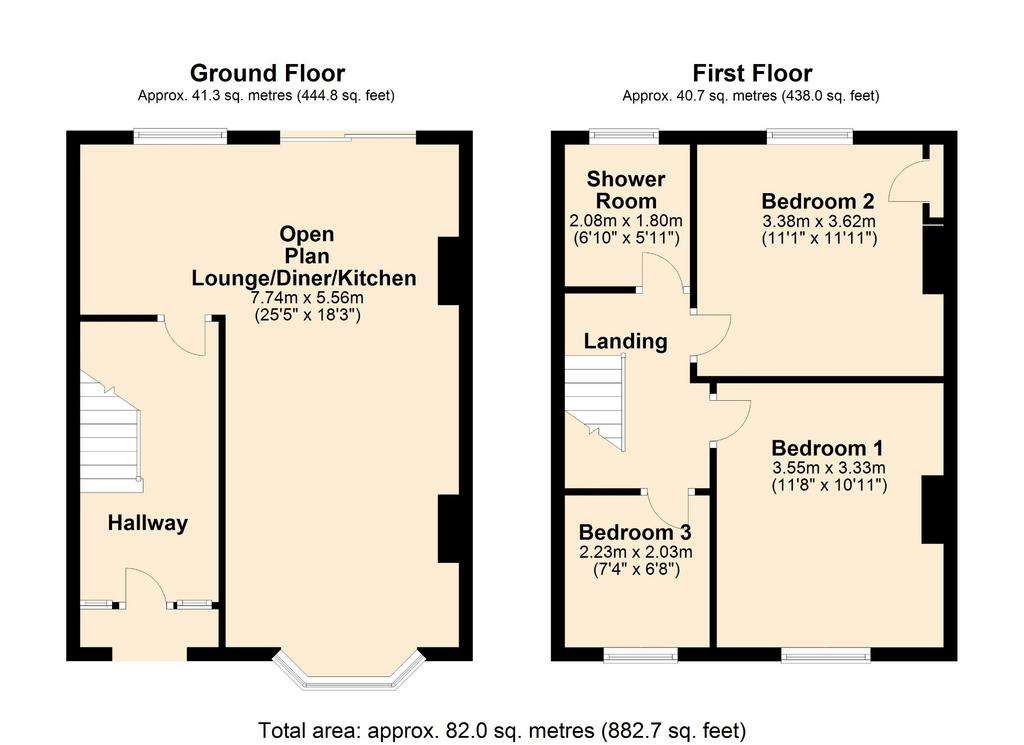 3 bedroom terraced house for sale - floorplan