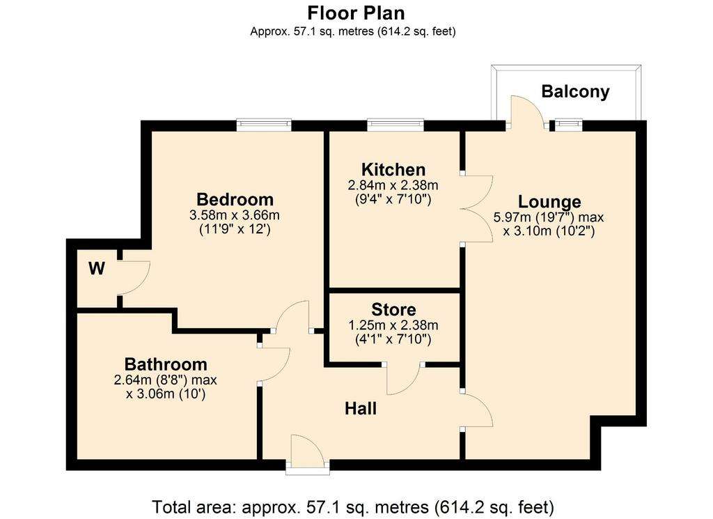 1 bedroom flat for sale - floorplan