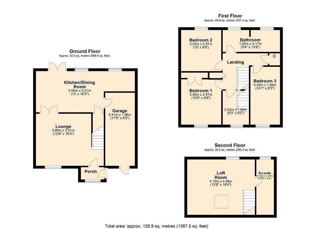 3 bedroom semi-detached house for sale - floorplan