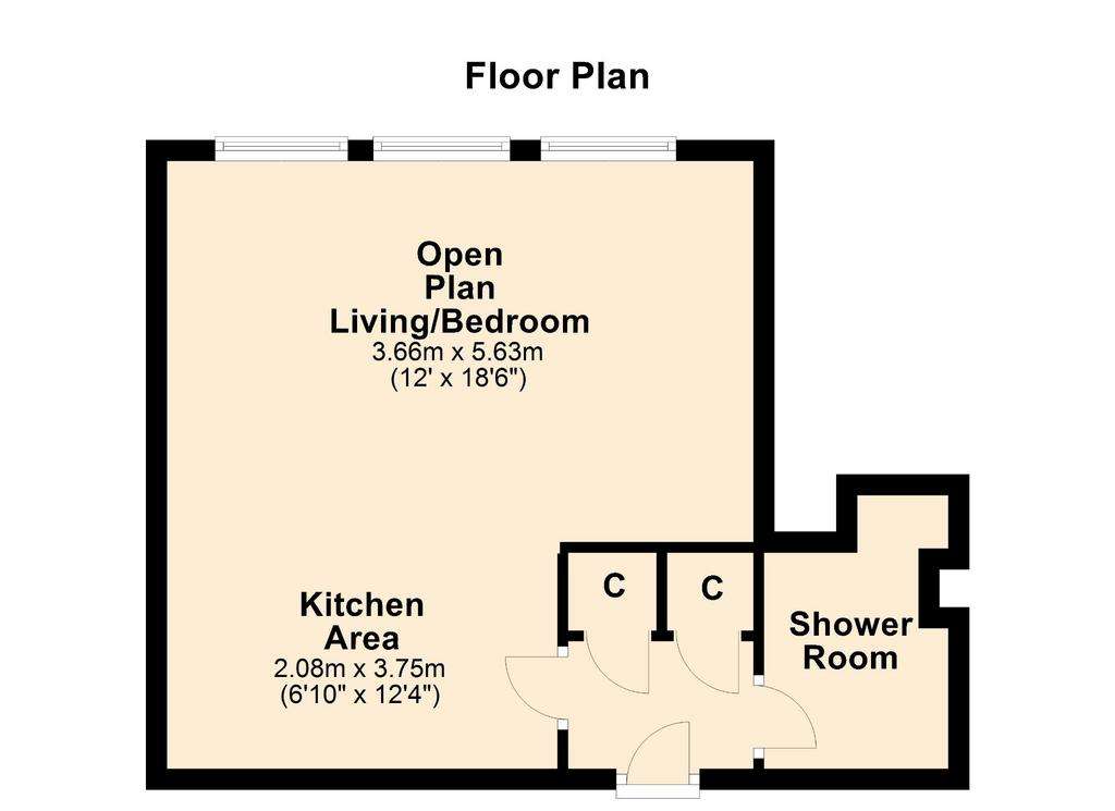 Studio flat for sale - floorplan