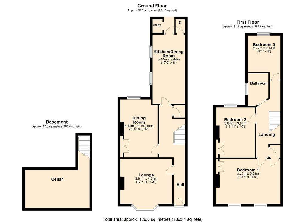 3 bedroom end of terrace house for sale - floorplan