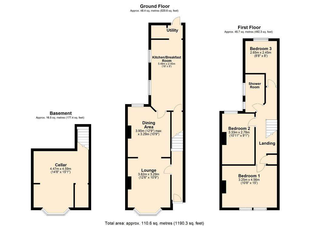 3 bedroom terraced house for sale - floorplan