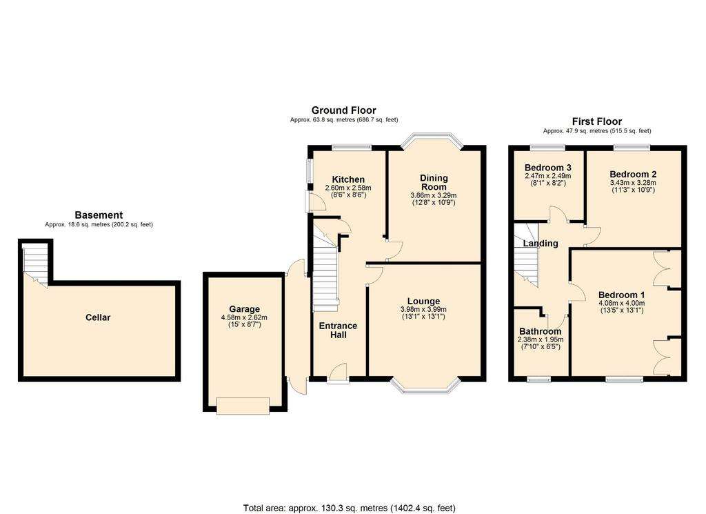 3 bedroom end of terrace house for sale - floorplan