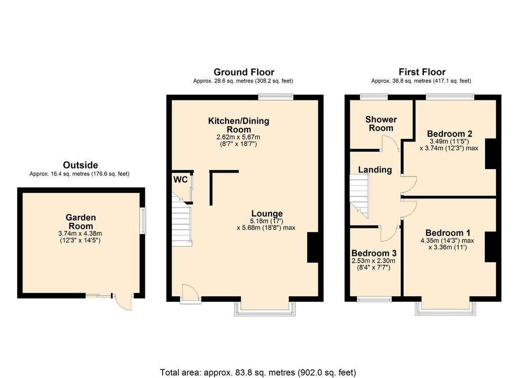 3 bedroom terraced house for sale - floorplan