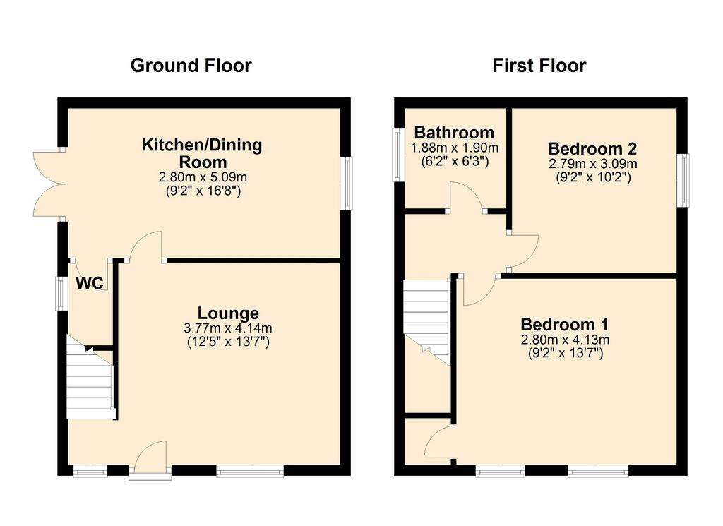 2 bedroom detached house for sale - floorplan